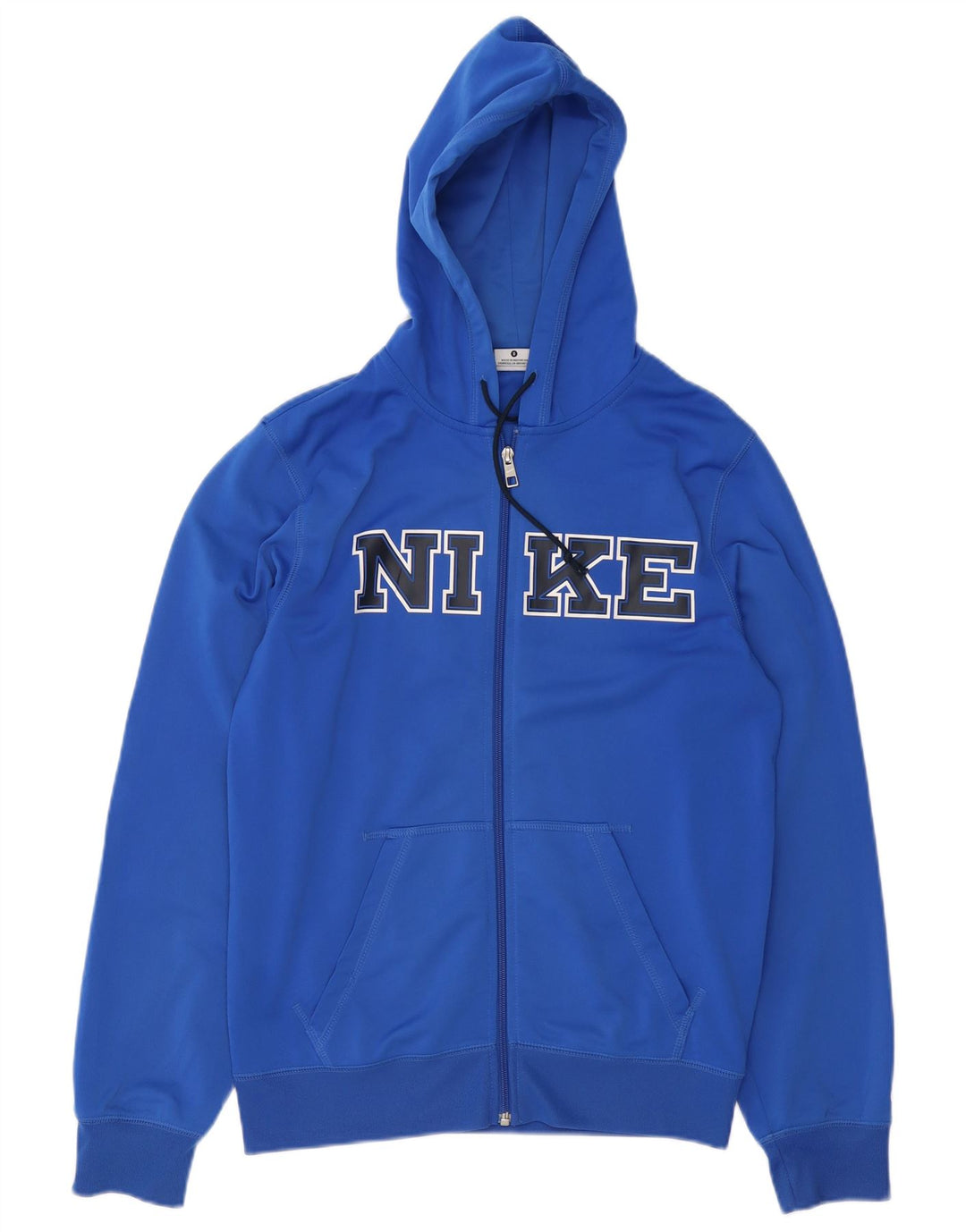 Suéter Nike masculino com capuz e zíper gráfico pequeno azul poliéster