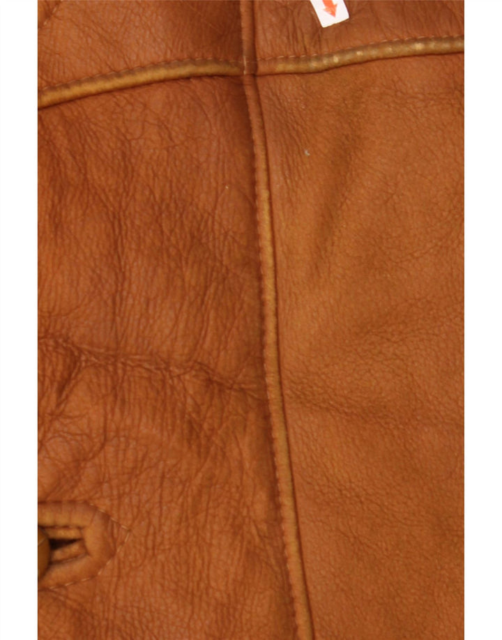 Jaqueta masculina MABRUN Shearling Reino Unido 36 couro marrom pequeno