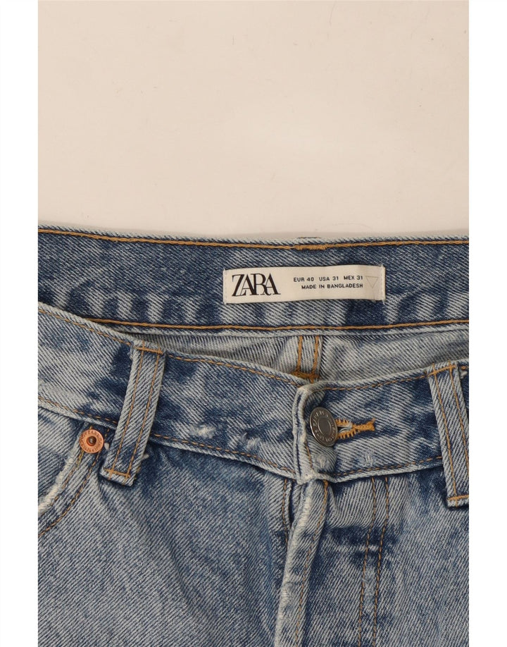ZARA Shorts jeans masculino desgastado W31 algodão azul médio