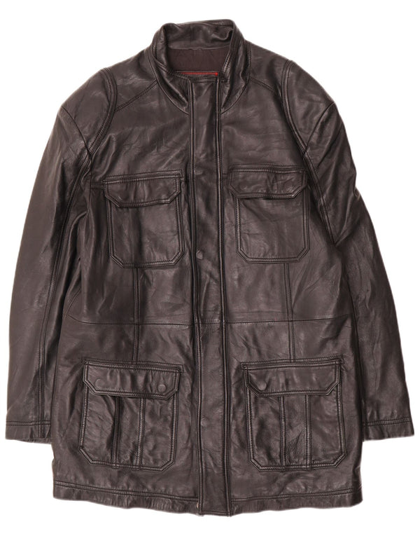 Casaco de couro masculino UK 40 grande preto