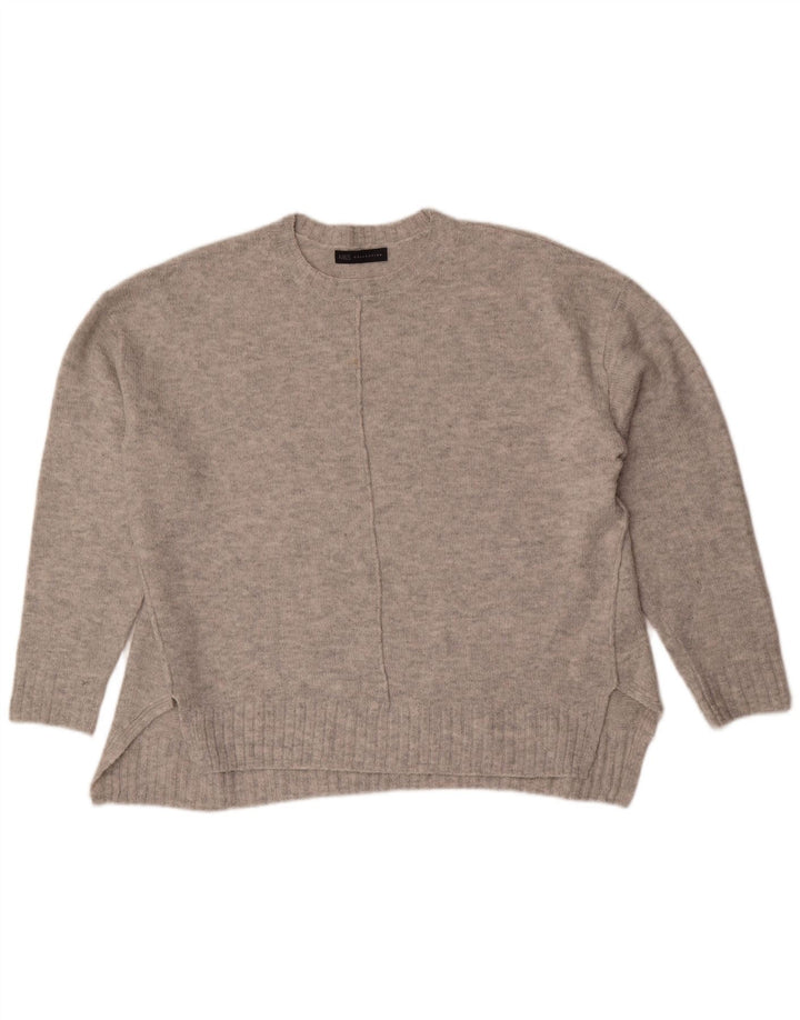 Suéter feminino Marks & Spencer grande com gola redonda Reino Unido 16 grande cinza