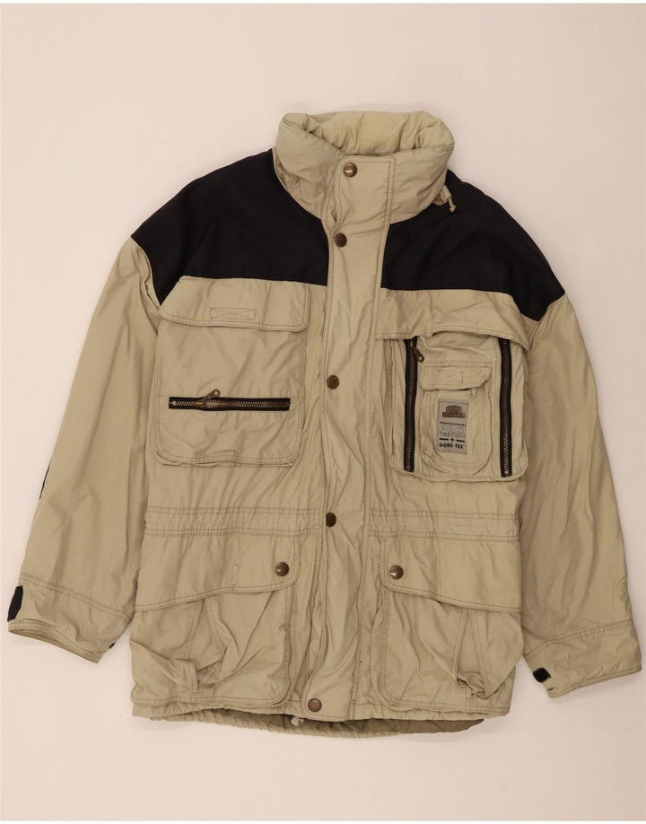 Jaqueta corta-vento masculina Camel Active com capuz UK 48 4XL bege Colourblock