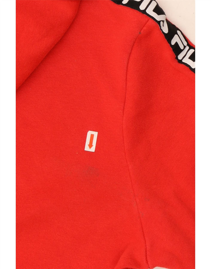 FILA Suéter com capuz gráfico masculino pequeno algodão colorido vermelho