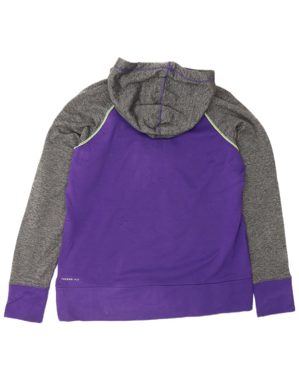 Jumper com capuz gráfico Nike feminino Therma-Fit UK 18 XL roxo colorblock
