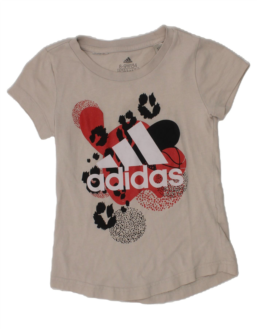 ADIDAS Girls Graphic T-Shirt Top 8-9 Years Grey Vintage Adidas and Second-Hand Adidas from Messina Hembry 