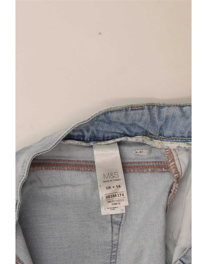 Shorts jeans feminino Marks & Spencer UK 14 grande W34 azul algodão