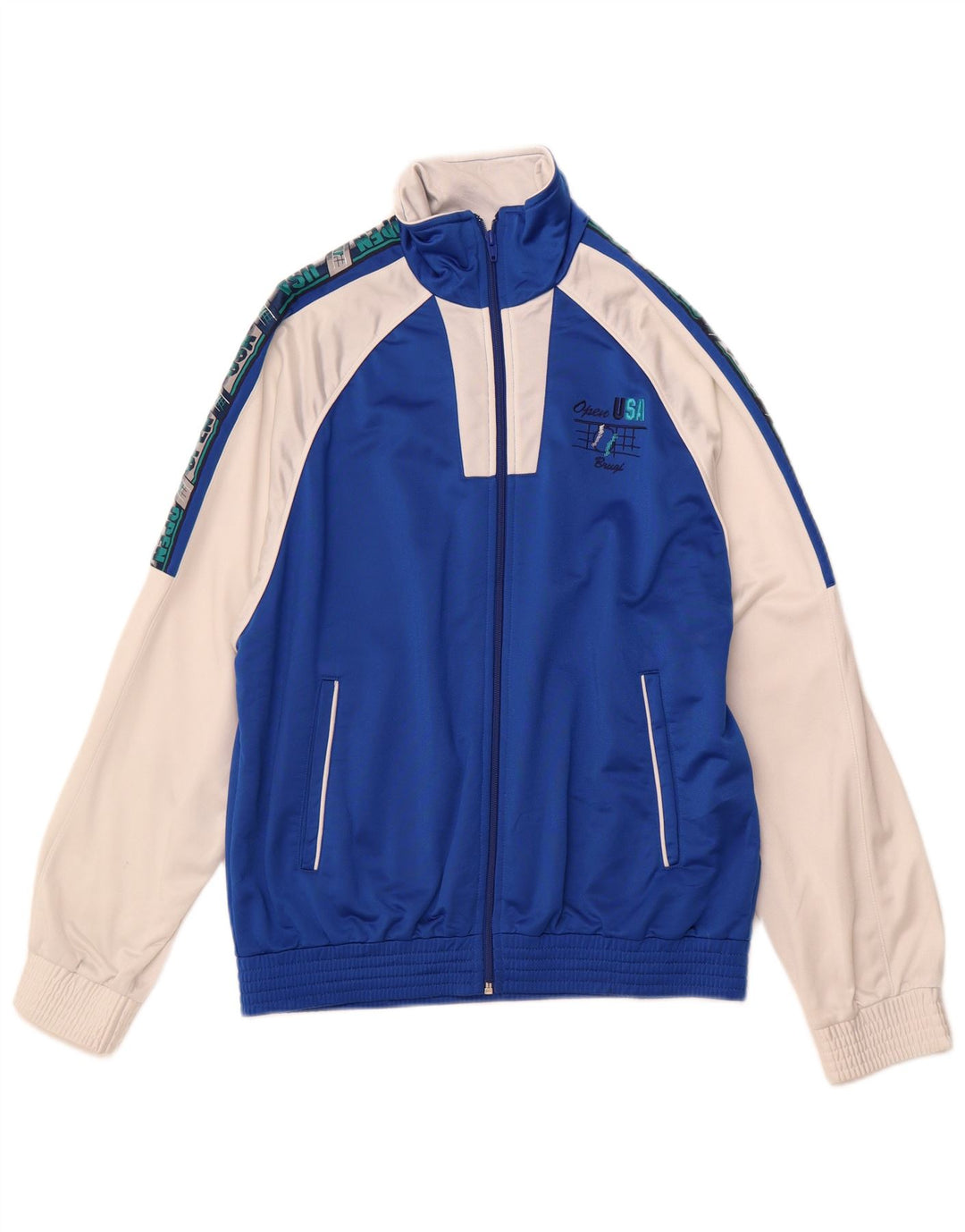 BRUGI Mens USA Graphic Tracksuit Top Jacket IT 48 Medium Blue Colourblock