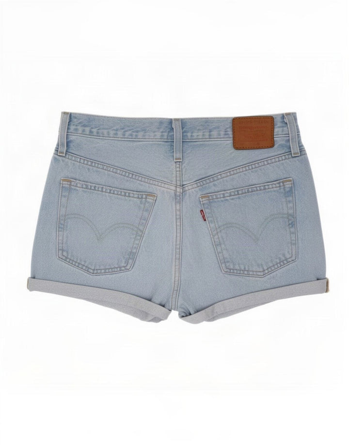 Shorts jeans feminino Levi's desgastado pequeno W27 algodão azul