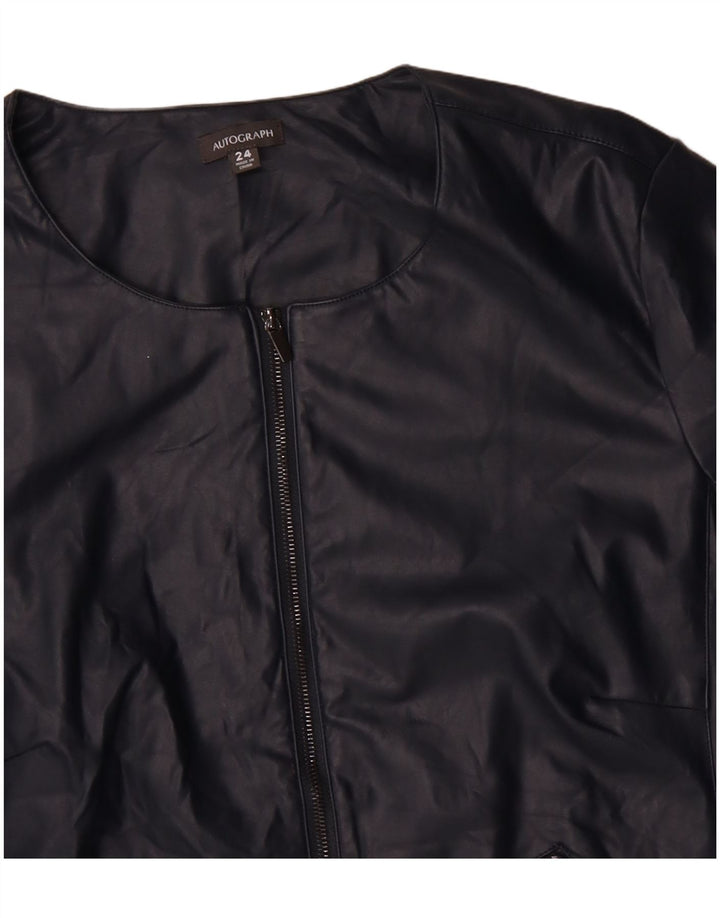 Jaqueta bomber feminina Marks & Spencer Autograph UK 24 4XL azul marinho