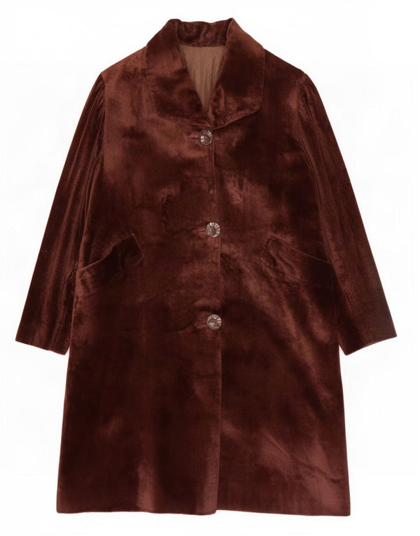 Sobretudo de veludo feminino vintage UK 14 marrom médio