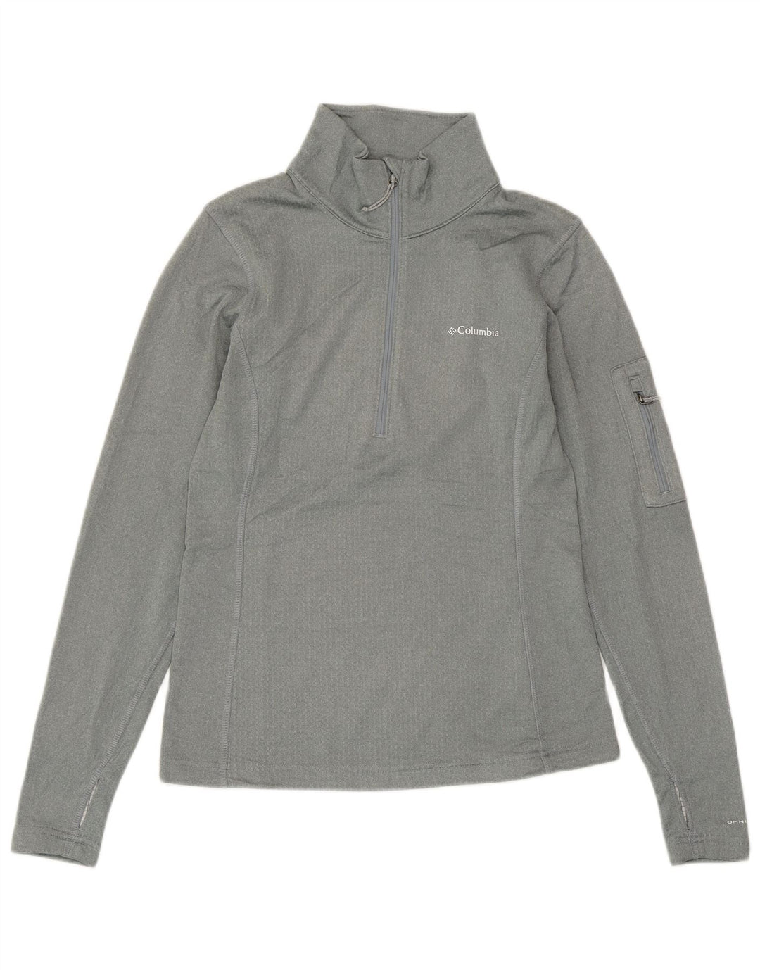 COLUMBIA Mens Omni-Wick Zip Neck Pulôver Treino Top XS Poliéster Cinza