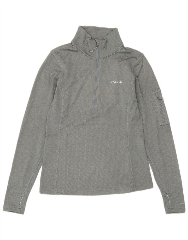 COLUMBIA Mens Omni-Wick Zip Neck Pulôver Treino Top XS Poliéster Cinza