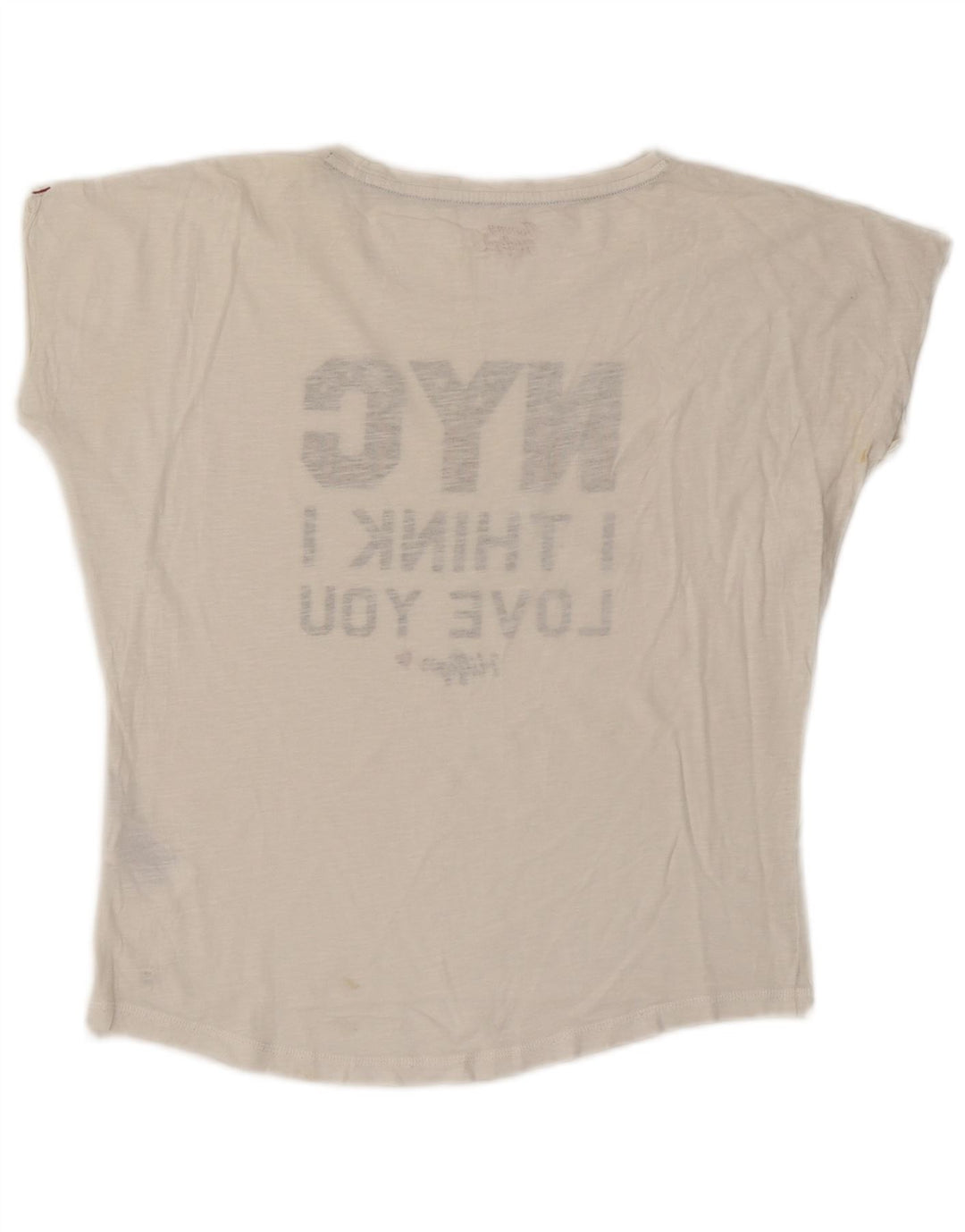 Camiseta feminina TOMMY HILFIGER com estampa grande grande Reino Unido 10 pequena branca