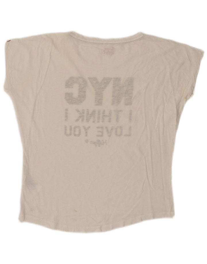 Camiseta feminina TOMMY HILFIGER com estampa grande grande Reino Unido 10 pequena branca