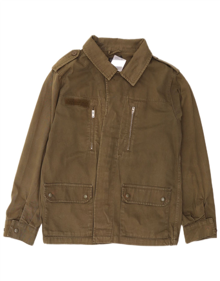 Jaqueta militar superdimensionada feminina TOPSHOP Reino Unido 10 algodão cáqui pequeno