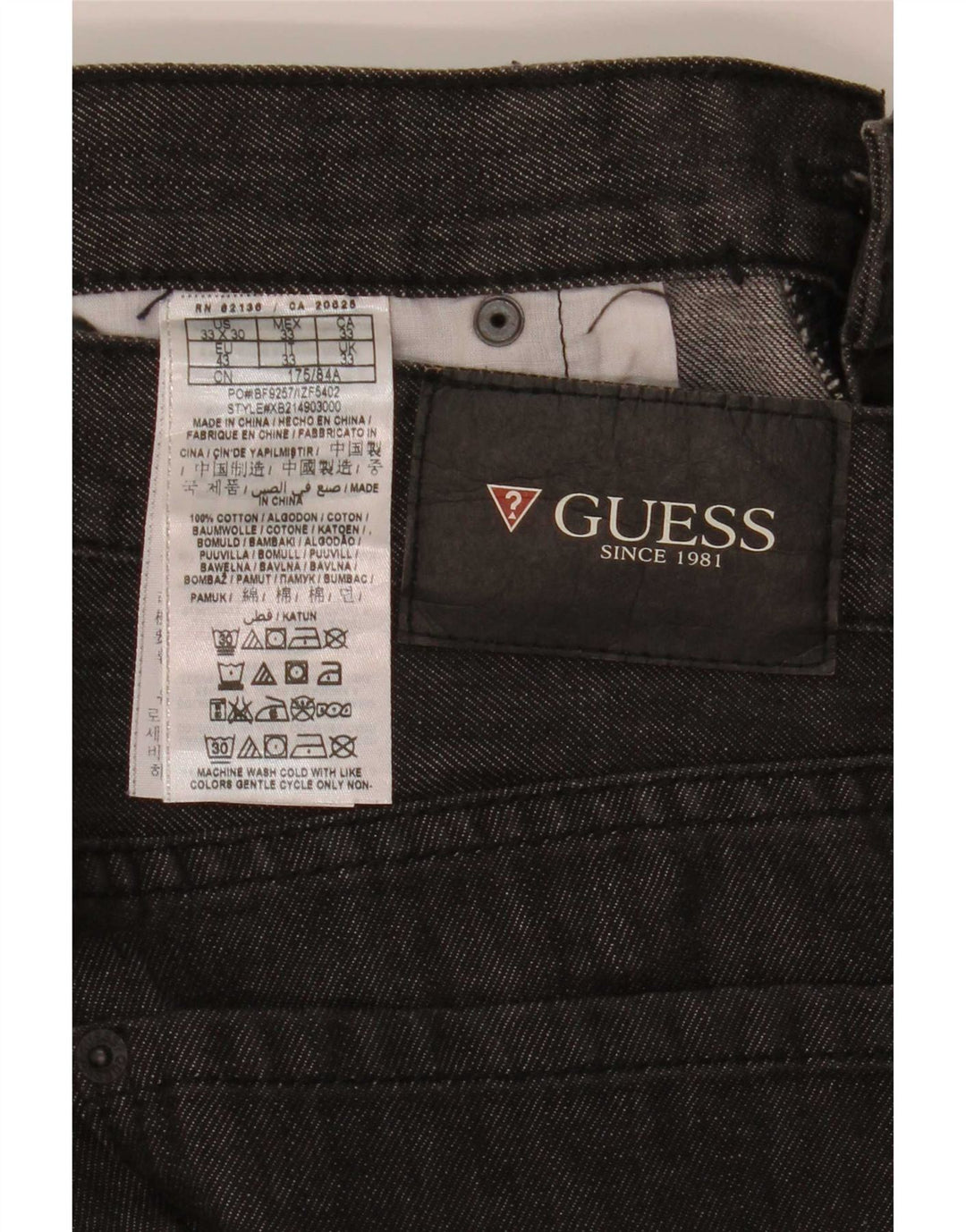 Guess Mens Straight Jeans W33 L30 Cinza Algodão