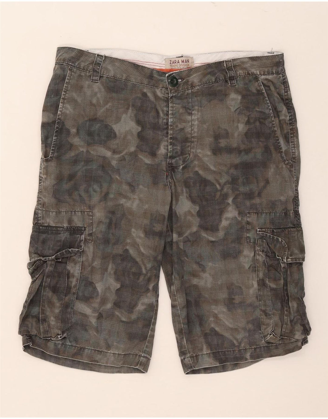 Zara Mens Cargo Shorts EU 40 Médio W31 Algodão Cáqui