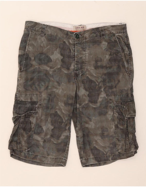 Zara Mens Cargo Shorts EU 40 Médio W31 Algodão Cáqui