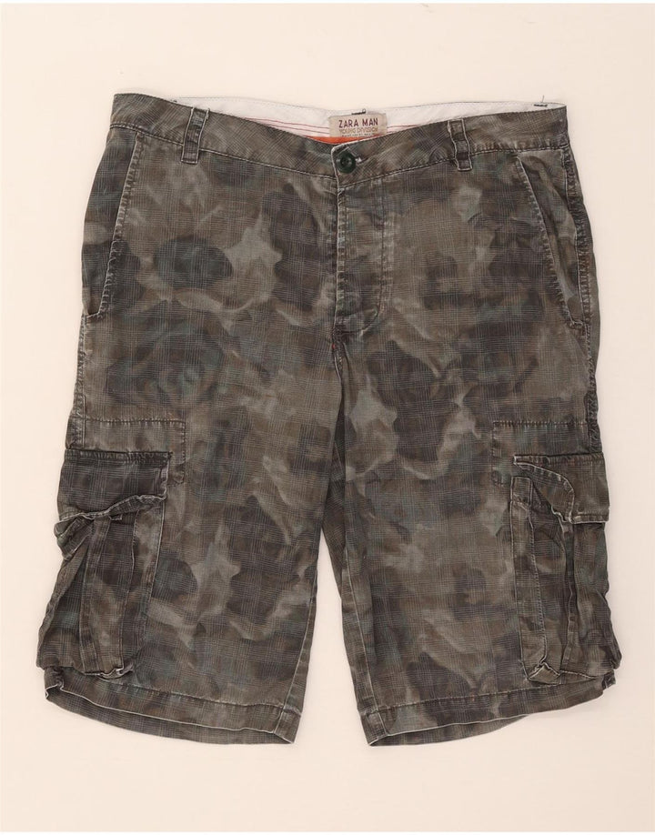 Zara Mens Cargo Shorts EU 40 Médio W31 Algodão Cáqui
