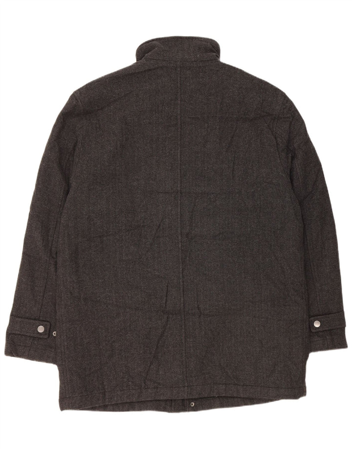 Casaco corta-vento masculino John Lewis Reino Unido 42 XL lã espinha de peixe cinza