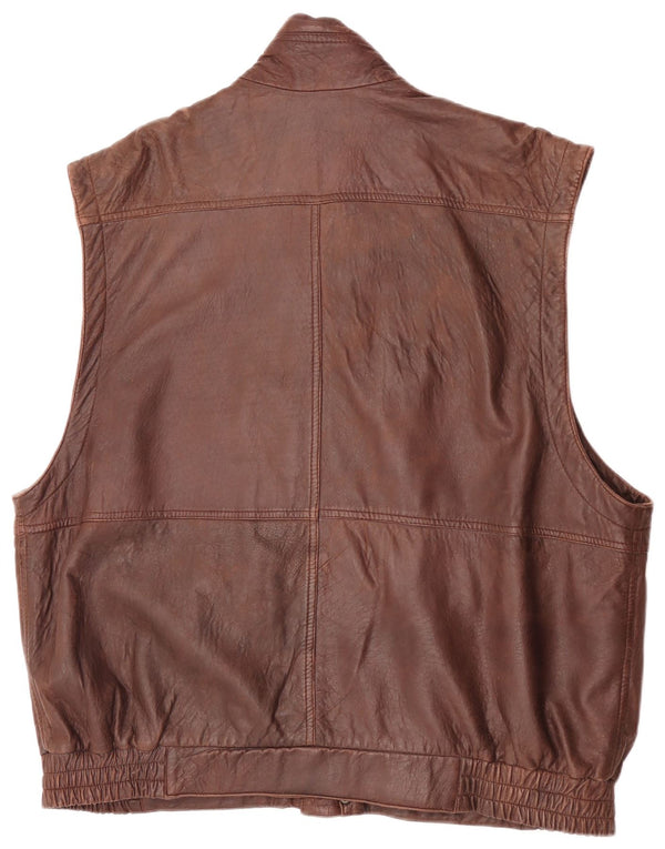 Colete masculino de couro Forster EU 60 5XL marrom