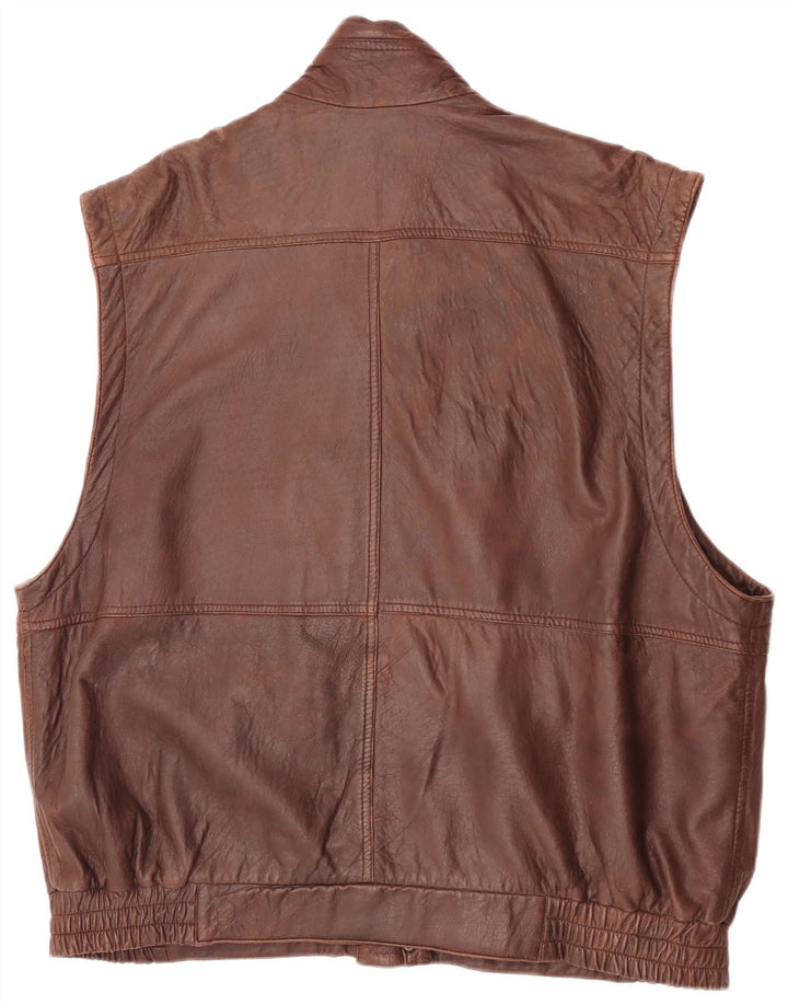 Colete masculino de couro Forster EU 60 5XL marrom