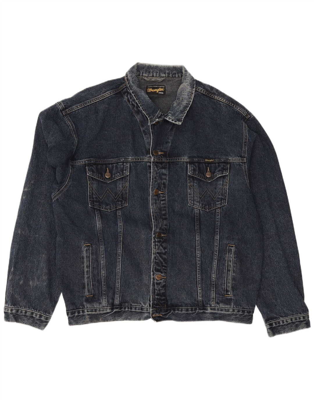 Jaqueta jeans masculina Wrangler UK 46 3XL azul marinho algodão clássico