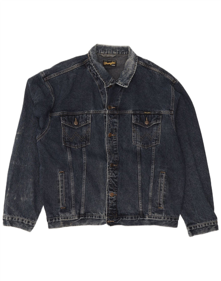 Jaqueta jeans masculina Wrangler UK 46 3XL azul marinho algodão clássico