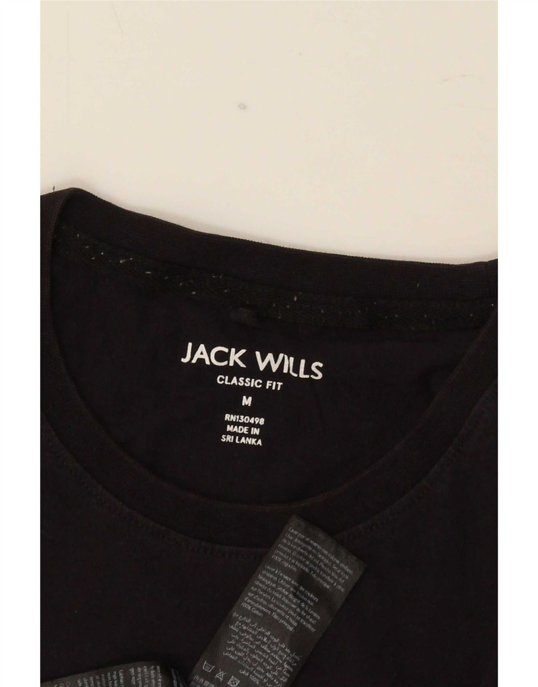Camiseta masculina Jack Wills Classic Fit gráfica top médio algodão preto