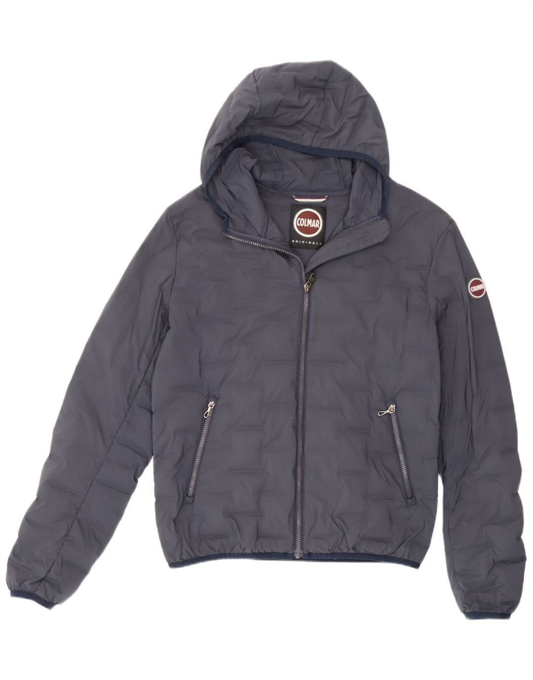 Jaqueta acolchoada com capuz feminino Colmar IT 46 grande poliéster azul marinho