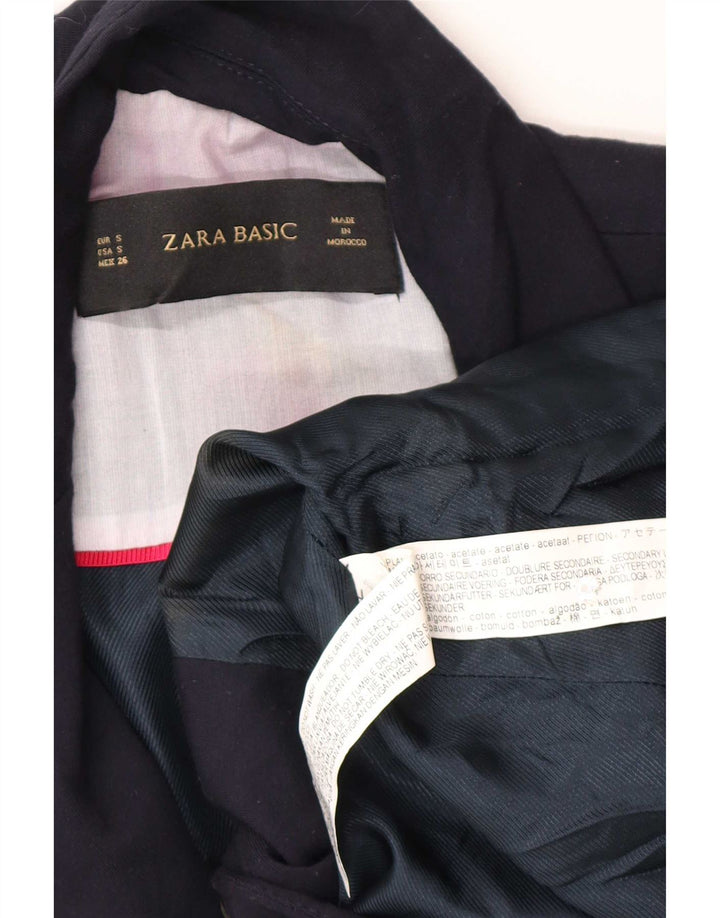 Jaqueta blazer feminina Zara com 1 botão Reino Unido 10 pequeno acetato azul marinho