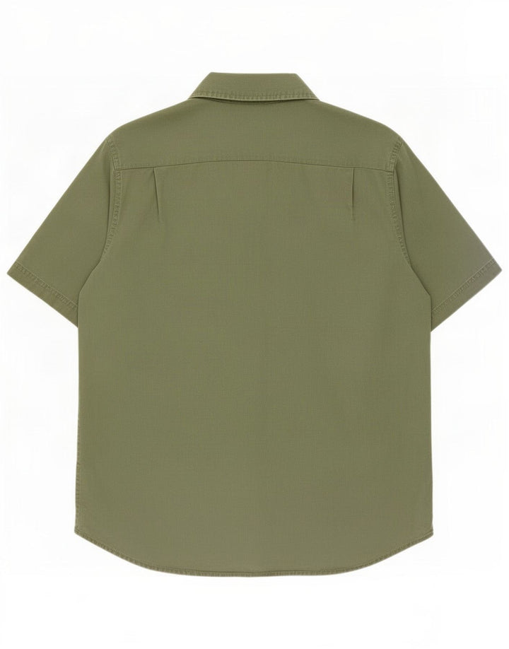 Wrangler Camisa masculina de manga curta verde médio algodão