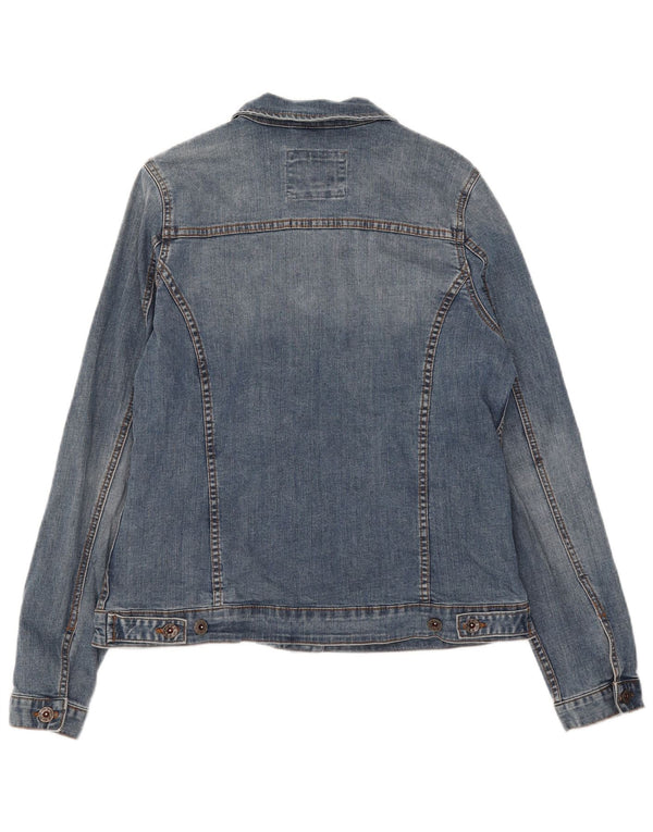Jaqueta jeans feminina Fat Face UK 12 algodão azul médio