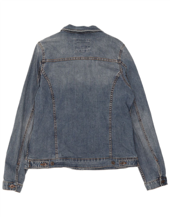 Jaqueta jeans feminina Fat Face UK 12 algodão azul médio