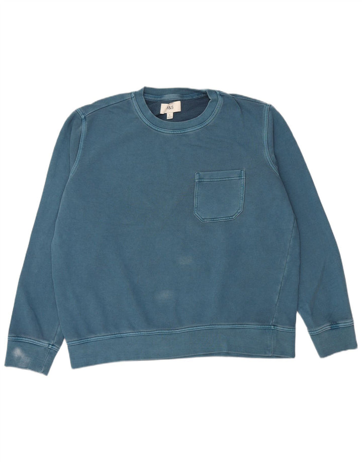 Suéter masculino Marks & Spencer de algodão azul XL