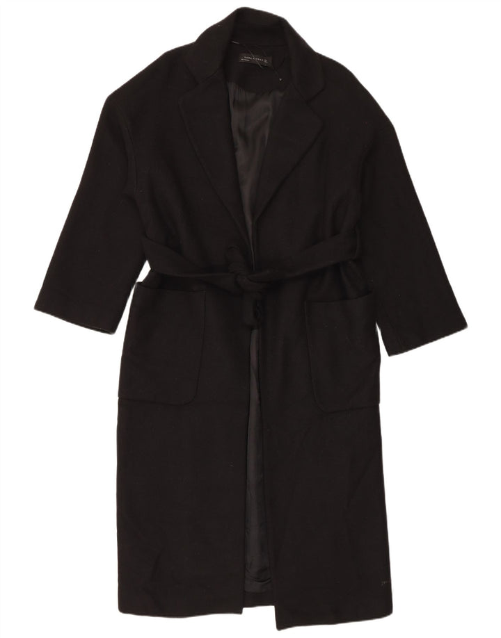 Sobretudo feminino Zara Oversized UK 10 pequeno lã preta