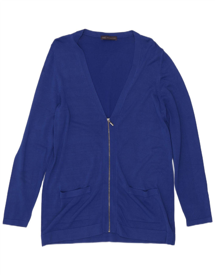 Suéter cardigã feminino Marks & Spencer UK 14 grande linho azul
