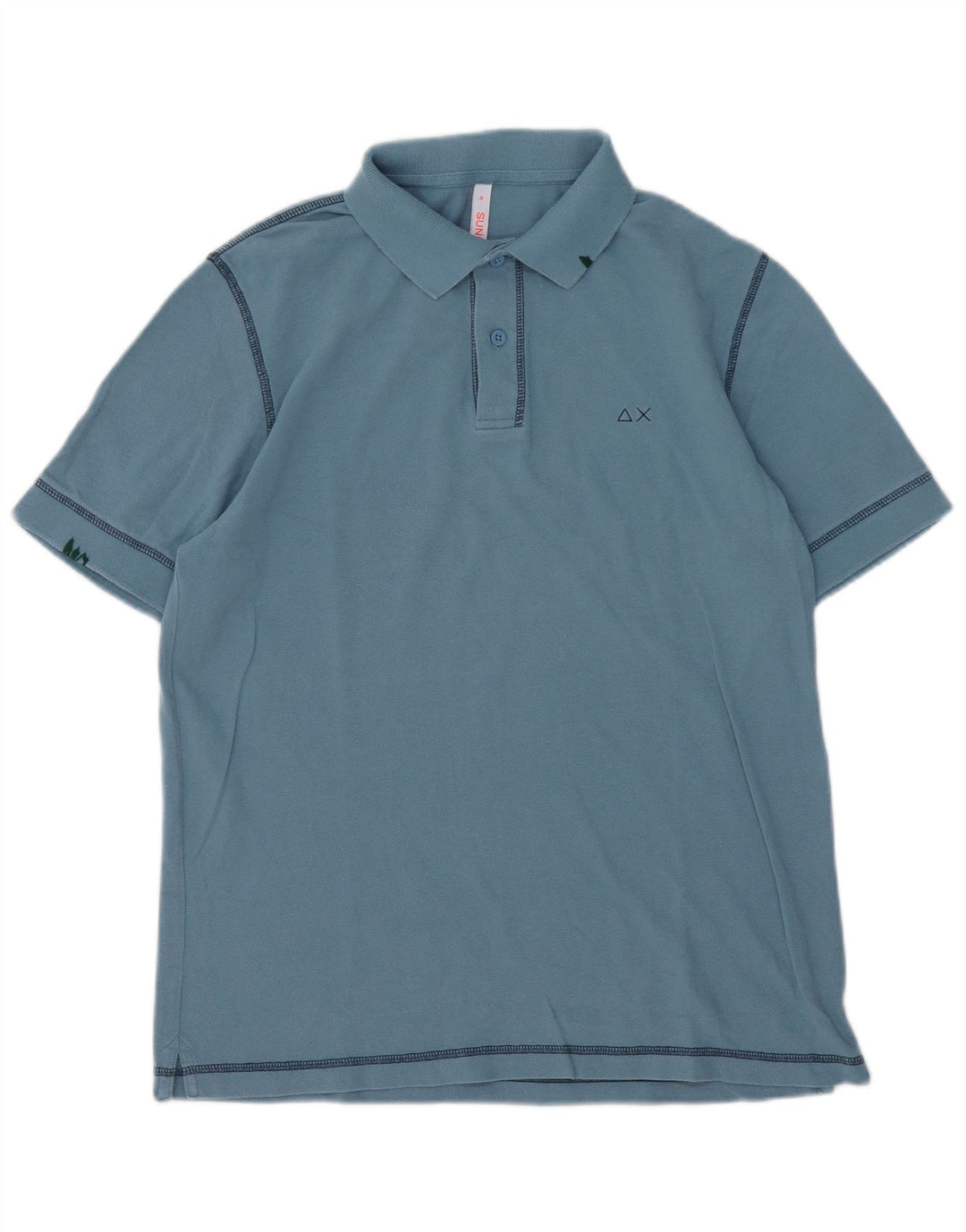Camisa polo masculina Sun68 de algodão azul médio