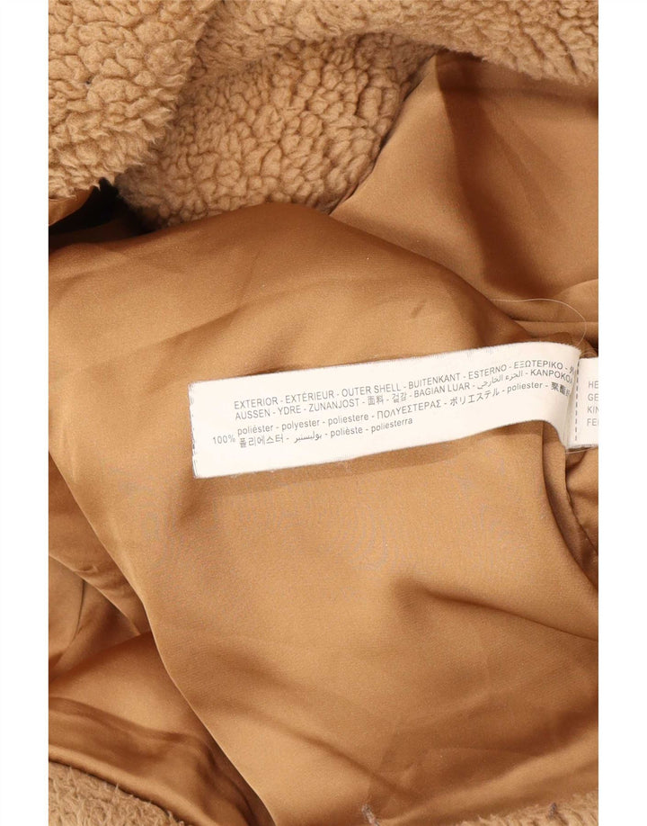 Zara Jaqueta Sherpa Feminina Oversized Reino Unido 6 XS Marrom Poliéster