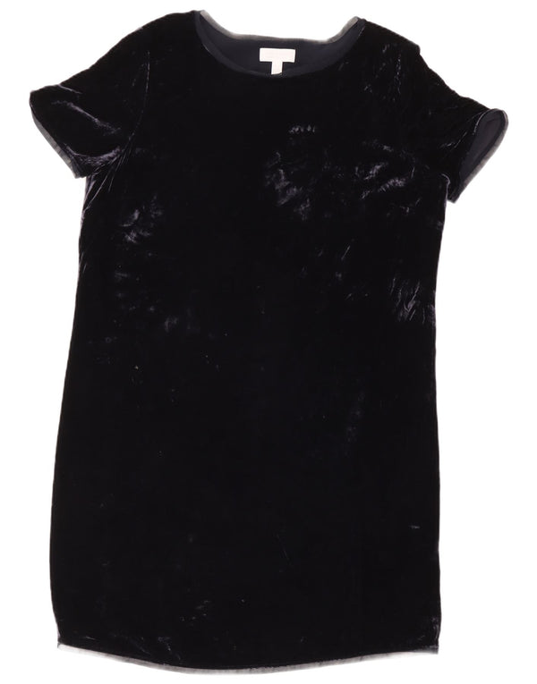 The White Company Womens Label Velvet Shift Dress UK 14 Large Navy Blue