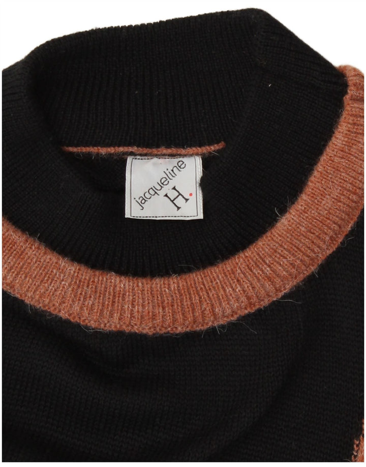 Suéter feminino vintage com gola tartaruga UE 40 médio preto retrô