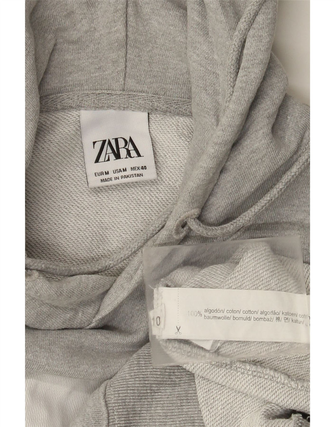 Zara moletom com capuz masculino cinza médio algodão colorblock