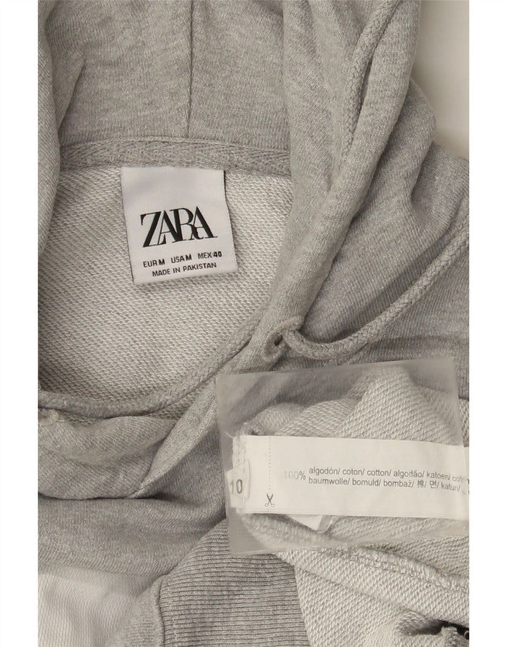 Zara moletom com capuz masculino cinza médio algodão colorblock