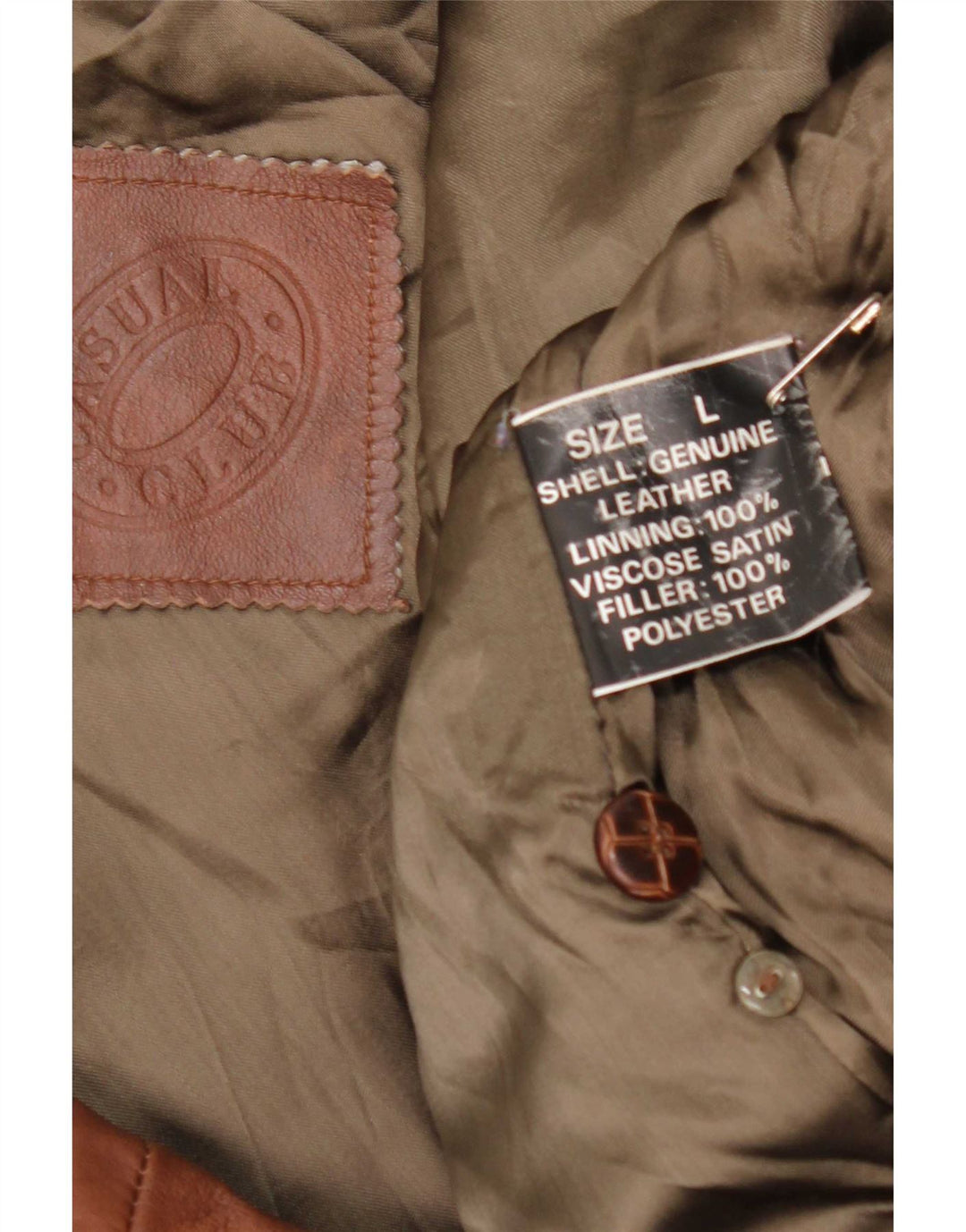 Jaqueta de couro masculina vintage UK 40 grande marrom