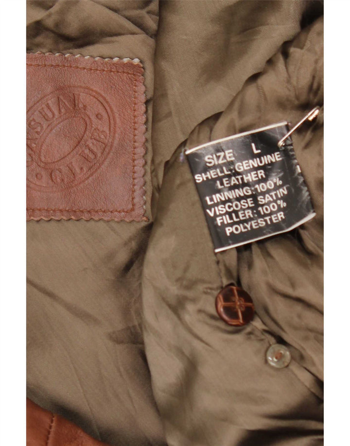 Jaqueta de couro masculina vintage UK 40 grande marrom