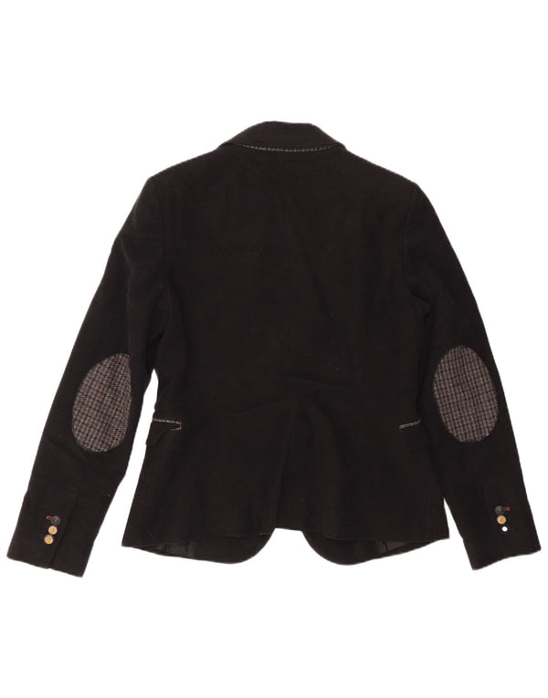 Jaqueta blazer feminina Zara com 1 botão Reino Unido 14 grande algodão preto