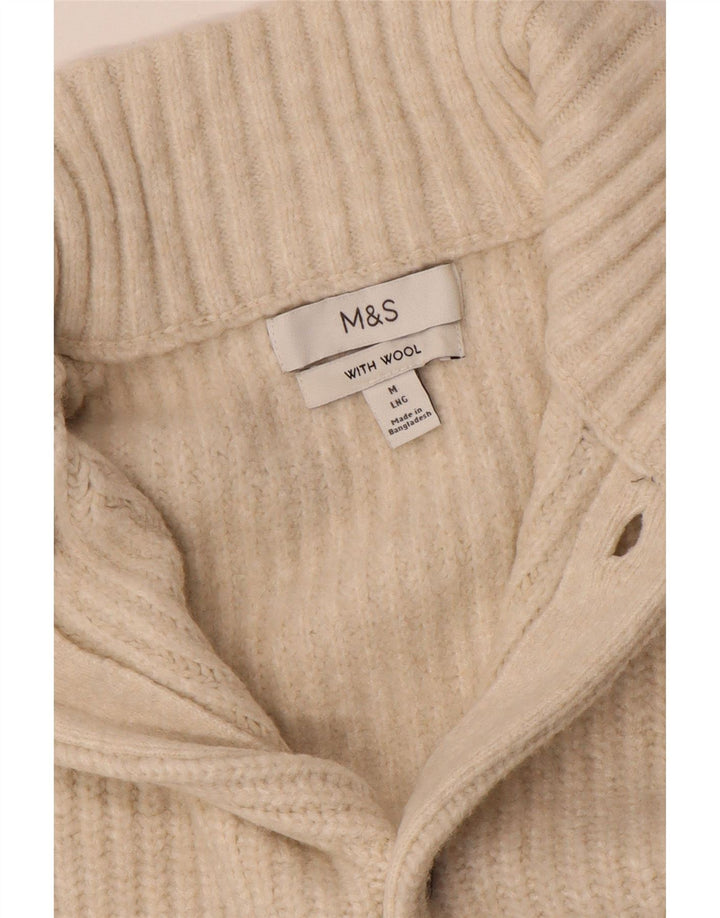 Suéter cardigã masculino Marks & Spencer lã bege médio
