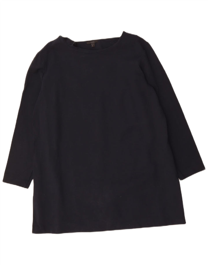 Vestido túnica feminino COS Reino Unido 16 grande viscose azul marinho