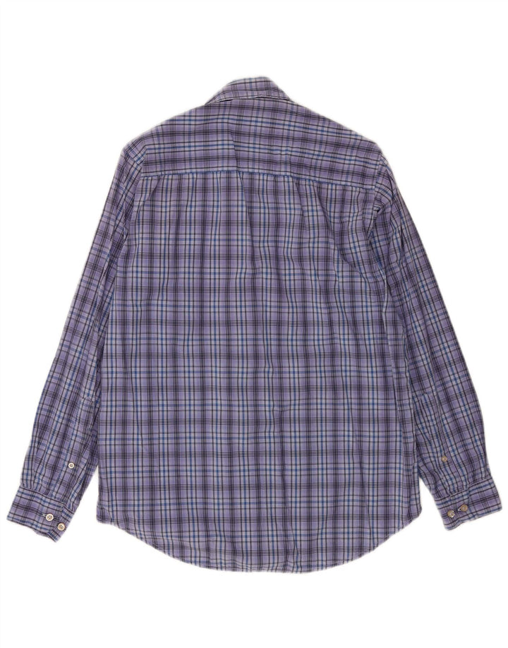 Camisa masculina Marlboro Classics pequena xadrez azul de algodão