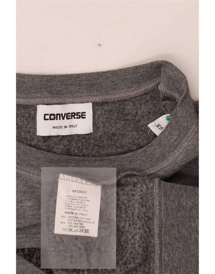 Converse feminino gráfico oversized moletom jumper UK 6 XS cinza manchado